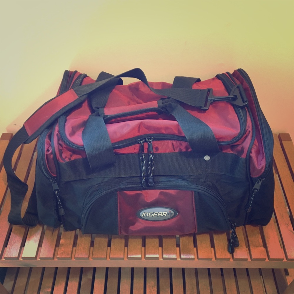 Damaged Red Ingear Duffle Bag 20x11x10